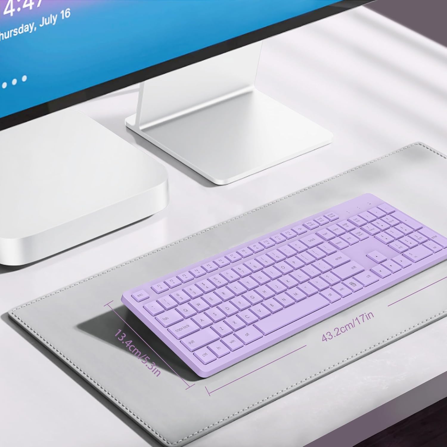 LeadsaiL Wireless Keyboard | Ergonomic Keyboard | Full-Sized Keyboard | Noiseless Keyboard | 2.4GHz Wireless Keyboard | USB Keyboard - PuriLite