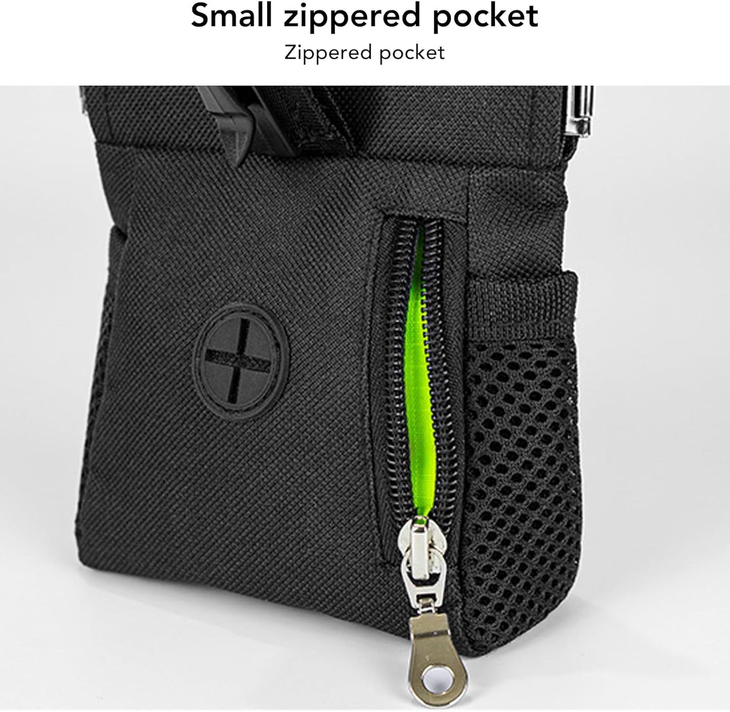Dog Treat Waist Pouch, Dog Treat Bag Multiple Pockets Dog Treat Carrier Holder with Belt Clip for Puppy Dog Outdoor Walking Training Behavior Aids (Black)