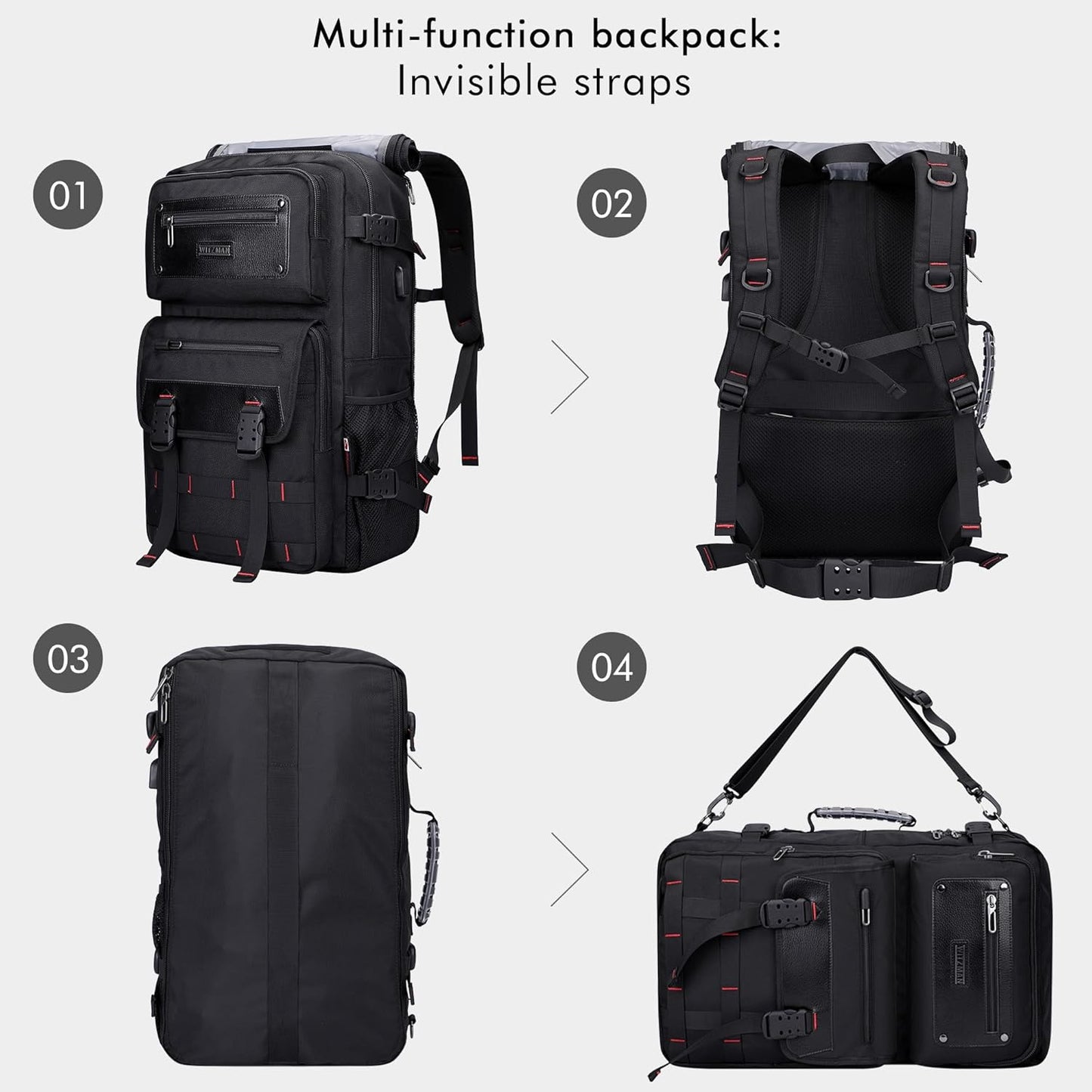 WITZMAN Carry On Travel Backpack for Men Duffle Bags Fit for 17 Inch Laptop Airline Approved Laptop Backpack