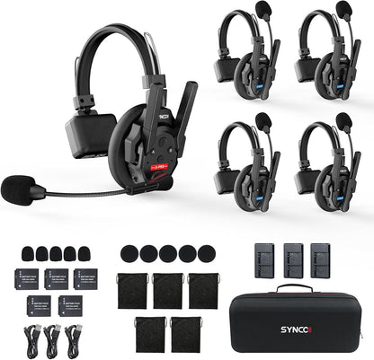 SYNCO XTALK XPRO2 Wireless Intercom Headset System, 2 Person 2.4GHz Wireless Communication Headset Full Duplex 500m/1640ft 24H with Noise Reduction 3.5mm Monitoring for Film Production Teamwork