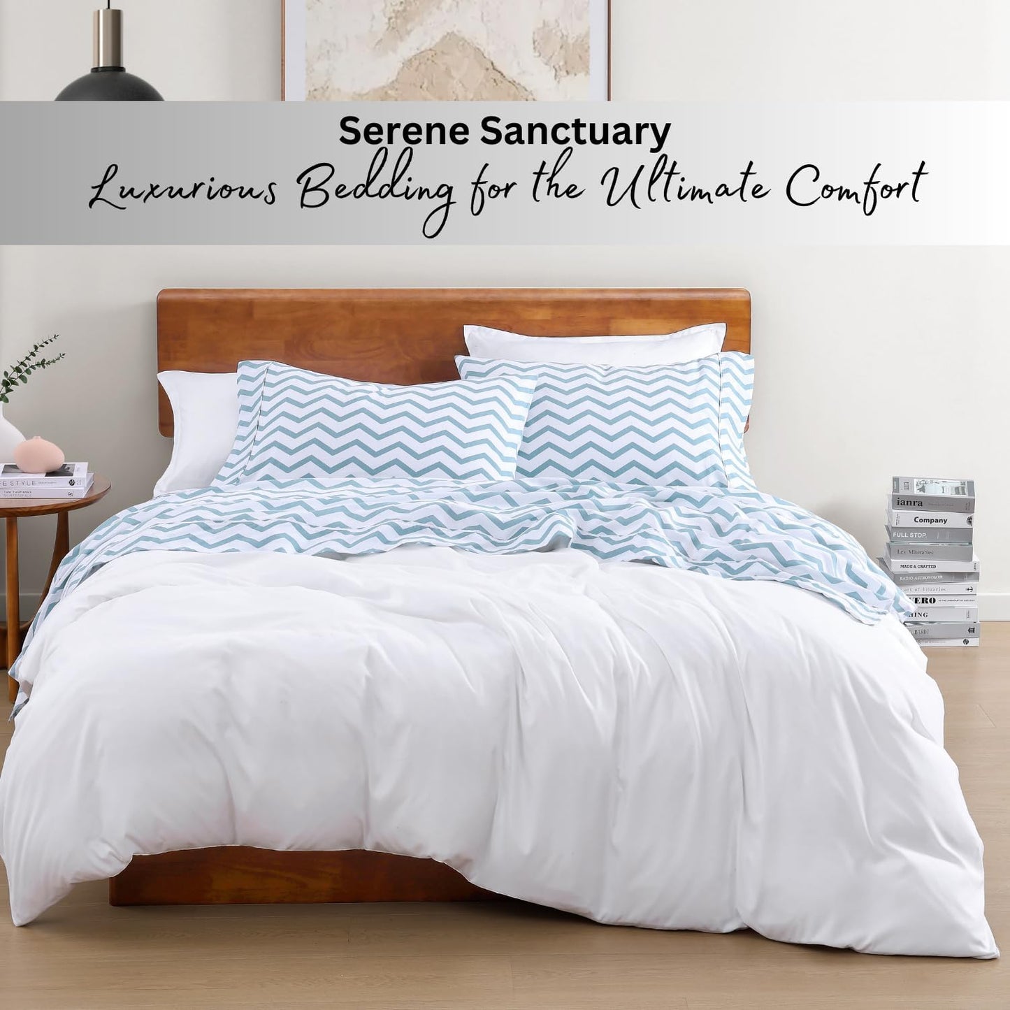 Lane Linen 100% Organic Cotton Queen Sheet Set, 4-Piece Percale Bed Sheets for Queen Bed - Soft, Breathable, Hypoallergenic, Deep Pocket Fits Mattress Up to 15" Deep, Hotel Quality Sheets - White