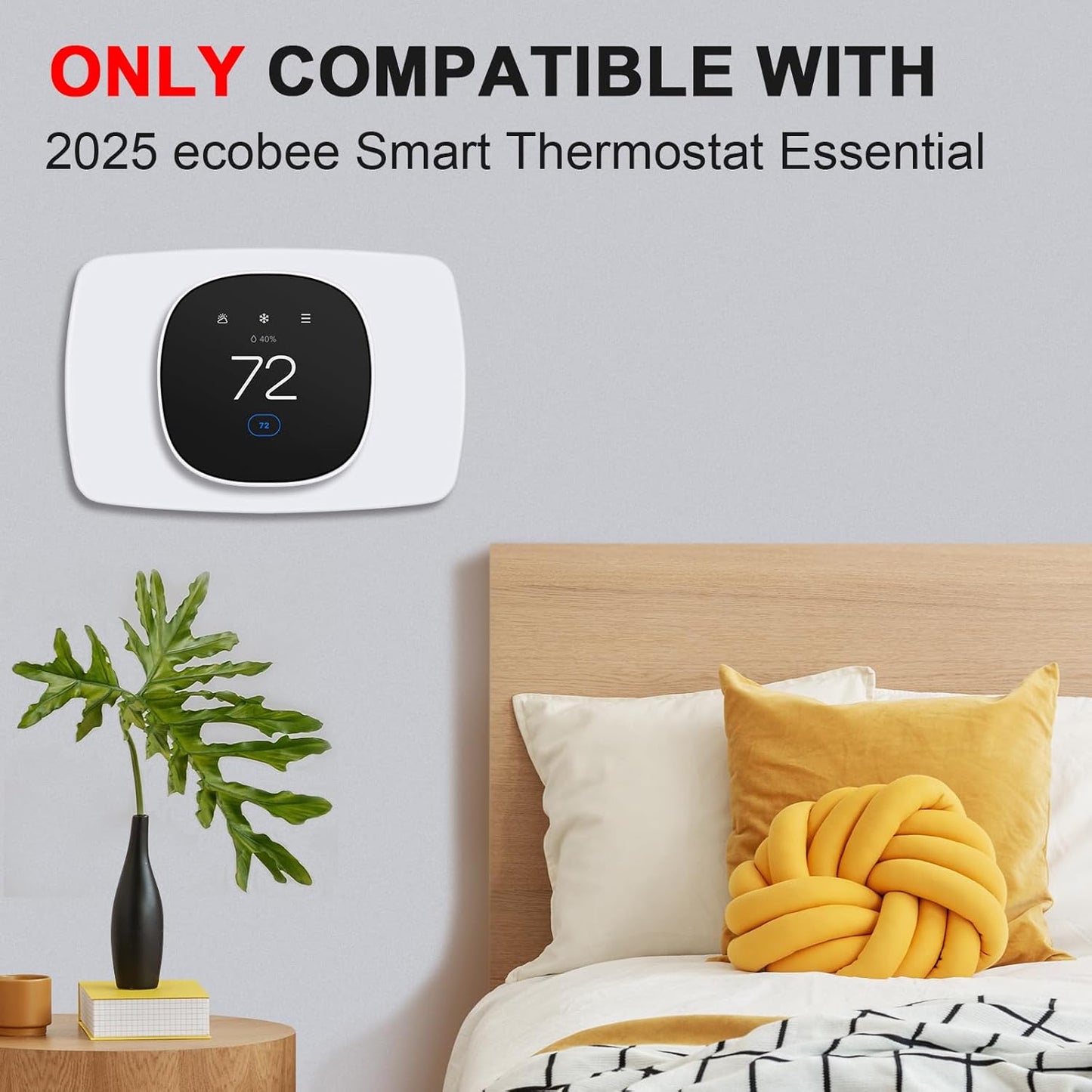 AUURIO Thermostat Wall Plate Compatible with 2025 Smart Thermostat Essential Trim Kit Increased Decorative Coverage Stylish Programmable WiFi Thermostat Accessory Trim Plate Easy Installation