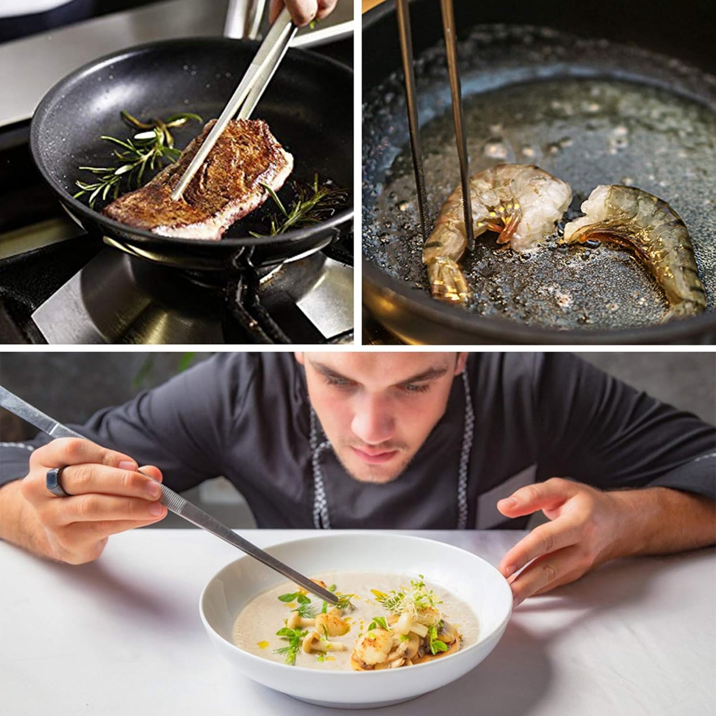 Rivoean 2 Pcs 12-Inch Fine Tweezer Tongs,Extra-Long Stainless Steel Tweezers Tongs