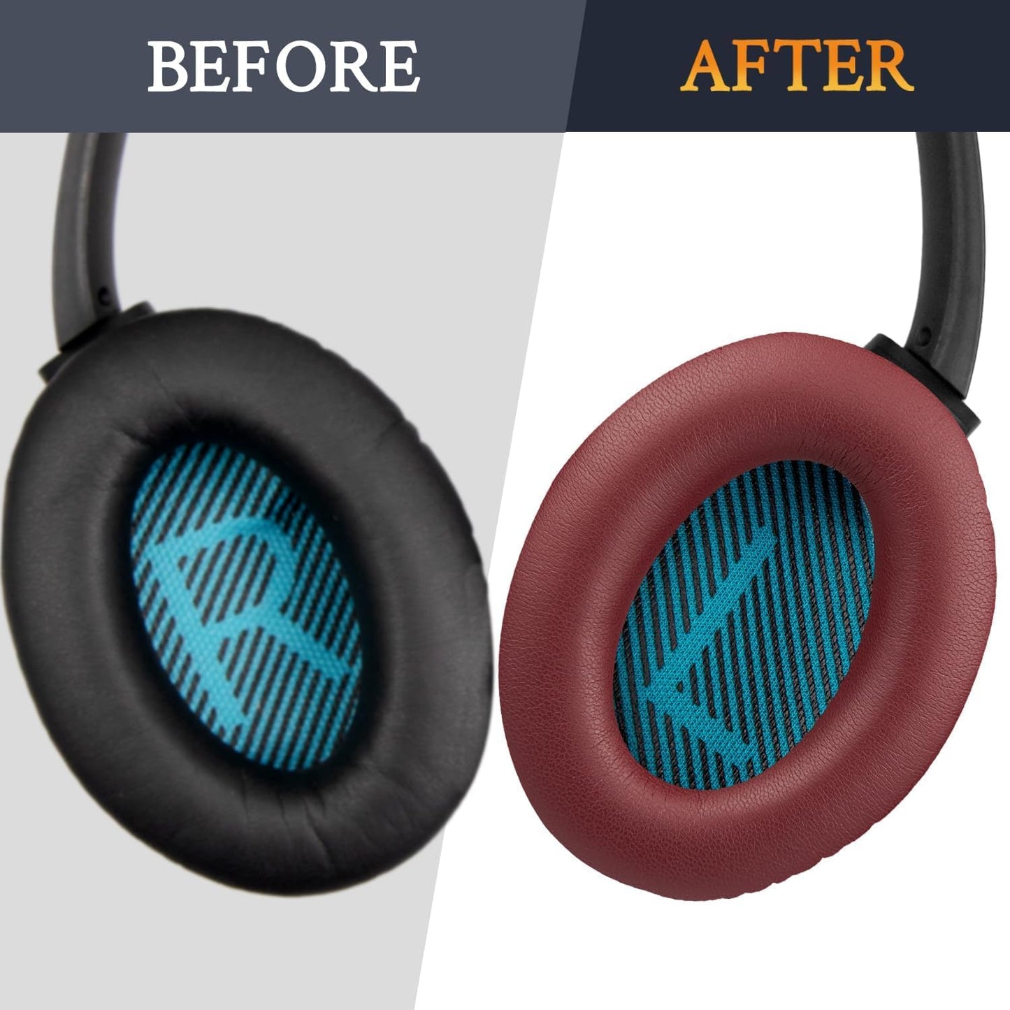 SoloWIT Earpads Cushions for Bose Headphones, Replacement Ear Pads for Bose QuietComfort 15 QC15 QC25 QC2 QC35/Ae2 Ae2i Ae2w/SoundTrue & SoundLink Around-Ear Series - QC25 PL Black&Blue