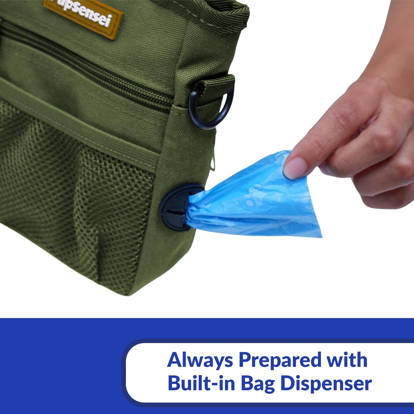 PupSensei Dog Treat Pouch, Durable Oxford Polyester, No-Spill Magnetic Closure, Treat Pouches for Pet Training with Metal Clip, Waist Belt, Adjustable Strap, Poop Bag Dispenser (Army Green)