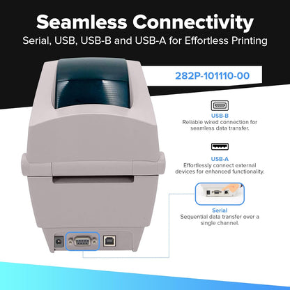 JetSet Label Zebra TLP 2824 Plus Thermal Transfer Desktop Monochrome Printer | 2 in Width | Serial & USB Port Connectivity 282P-101110-00 | Include Jetset Software