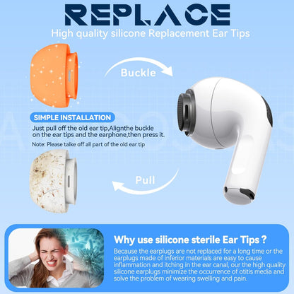 4 Pairs Replacement Ear Tips for AirPods Pro 2nd/1st Generation with Portable Storage Box & Cleaner Pen,Noise Reduction Holewith & Built-in dust Guard Screen,Silicone Ear Tips for AirPods Pro (White)