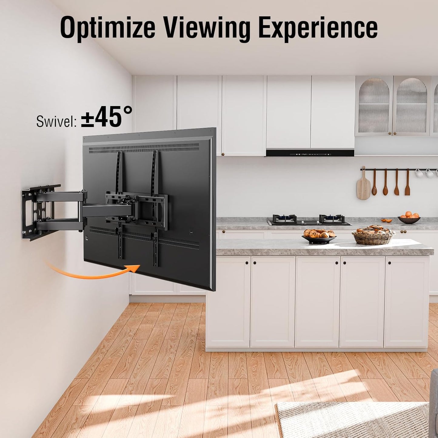 ELIVED UL Listed TV Wall Mount for Most 26-65 Inch tvs, Full Motion TV Mount with Swivel and Tilt, Wall Mount Bracket Max VESA 400x400mm, Holds up to 99 lbs.