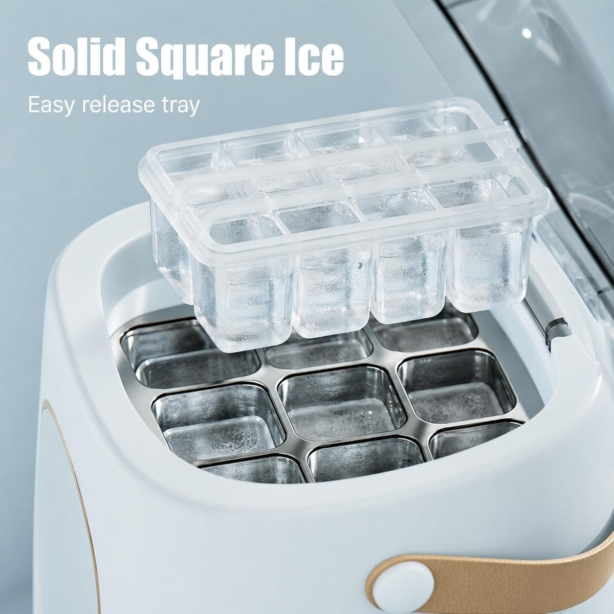 Portable Mini Ice Maker Machine, Compact Ice Making Appliance for Home Kitchens, Offices, Travel and Small Spaces, Convenient Ice Maker for Cold Drinks, Refreshments and Daily Use Blue