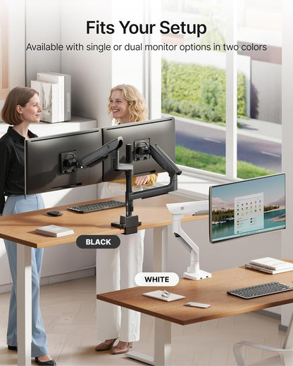 monTEK Premium Aluminum Monitor Arm for 17–57” Ultrawide Screens up to 59 lbs, USB 3.0 Dual Desk Mount with Adjustable Gas Spring, Quick-Release Plate, 10-Min Assembly, Clamp/Grommet, Max VESA 100x100