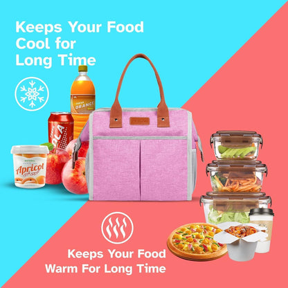 Lunch Bag for Women & Men, Insulated Lunch Box Cooler Tote Bags, Adult Reusable Lunch Boxes with Water Resistant for Work, Travel and Picnic (Grey)