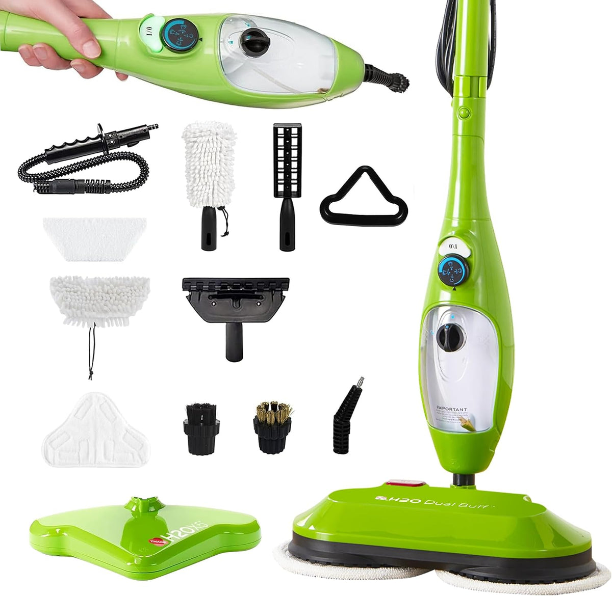 H2O MOP X5 Steam Mop and Handheld Steam Cleaner For Cleaning Hardwood and Kitchen Tile Floors, Grout Cleaner, Upholstery Cleaner and Carpets