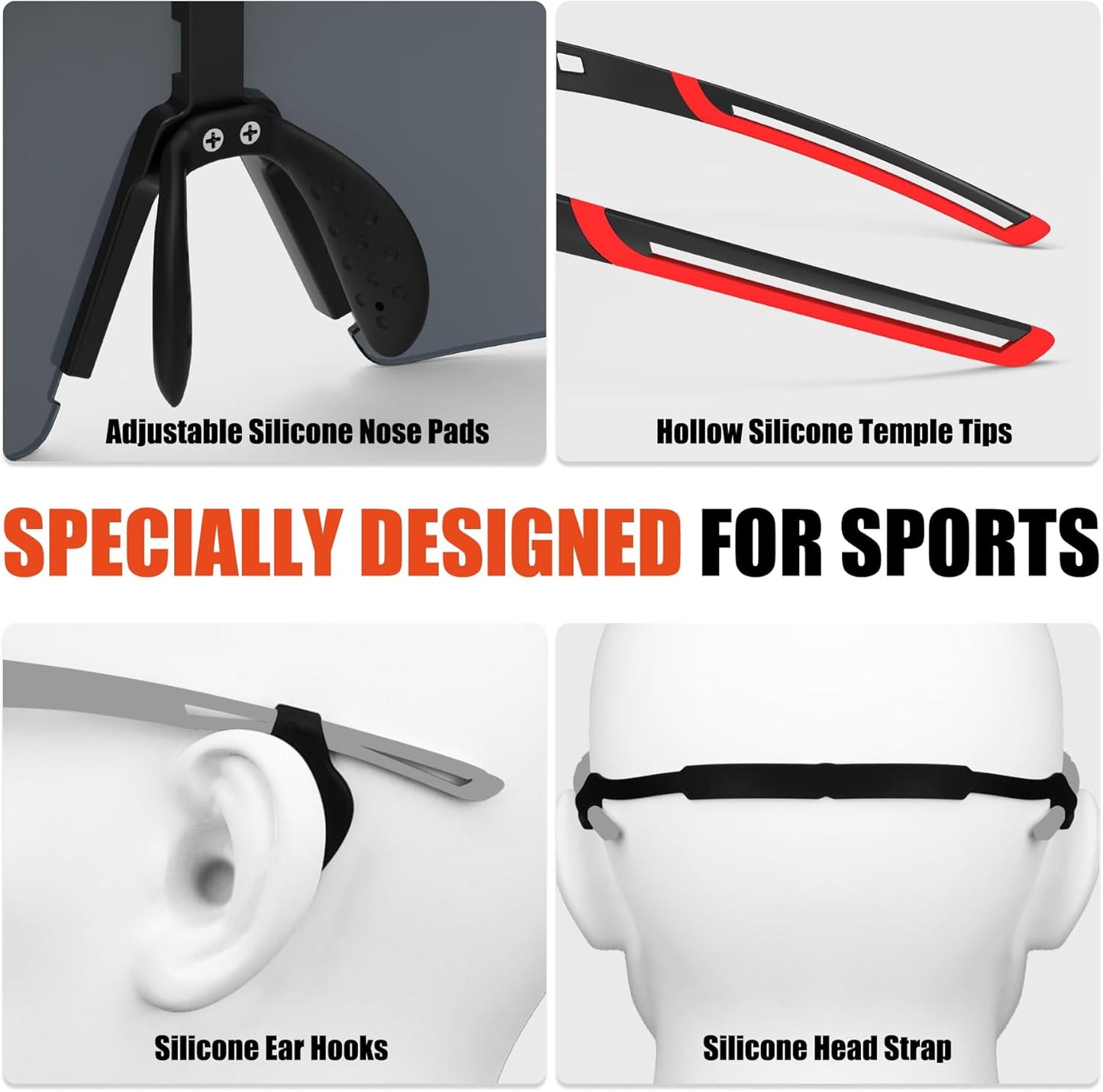 X-TIGER Polarized Cycling Glasses with 5 Interchangeable Lenses,MTB Biking Baseball Running Sports Sunglasses for Men Women