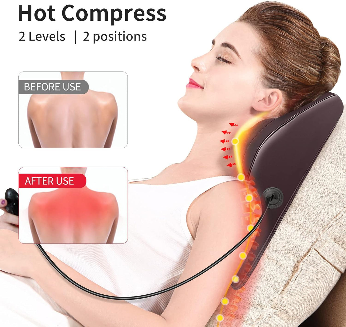 Boriwat Back Massager Neck Massager with Heat, Shiatsu Massage Pillow for Pain Relief, Masseur for Neck, Back, Shoulder and Leg, Gifts for Men Women Mom Dad, Stress Relax at Home and Office