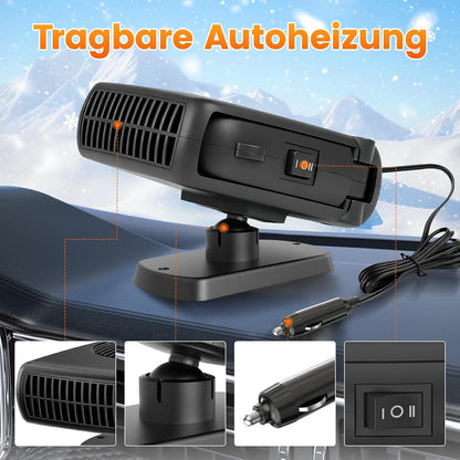 Blytra 200W 12V Portable Car Heater for Winter, Dual Heating and Cooling Auto Fan, Rapid Windshield Defroster and Defogger with 360° Rotatable Airflow, Compact Design for Vehicle Comfort,1