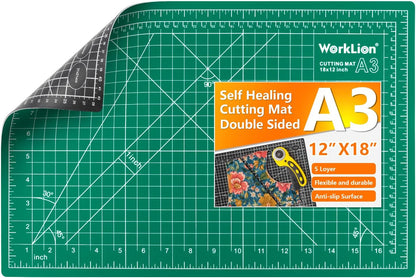 WORKLION 24" x 36" Large Self Healing PVC Cutting Mat, Double Sided, Gridded Rotary Cutting Board for Craft, Fabric, Quilting, Sewing, Scrapbooking - Art Project…