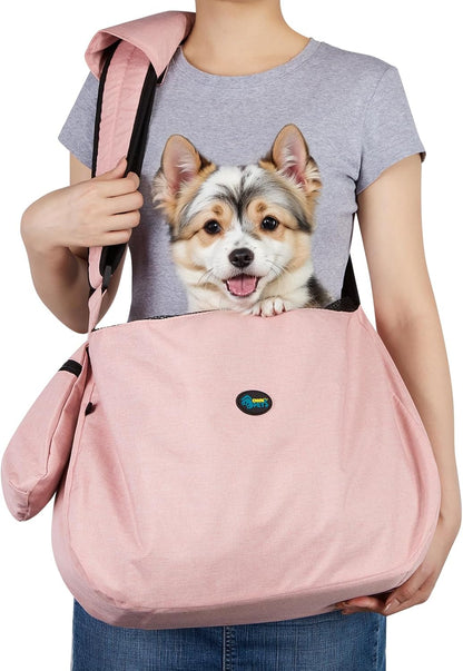 Ownpets Pet Dog Sling Carrier Bag Adjustable Padded Strap Dog Hand Free Safe Mesh Pet Carrier for Small Medium Dog Cat, Fit 10lbs up to 20 Pounds