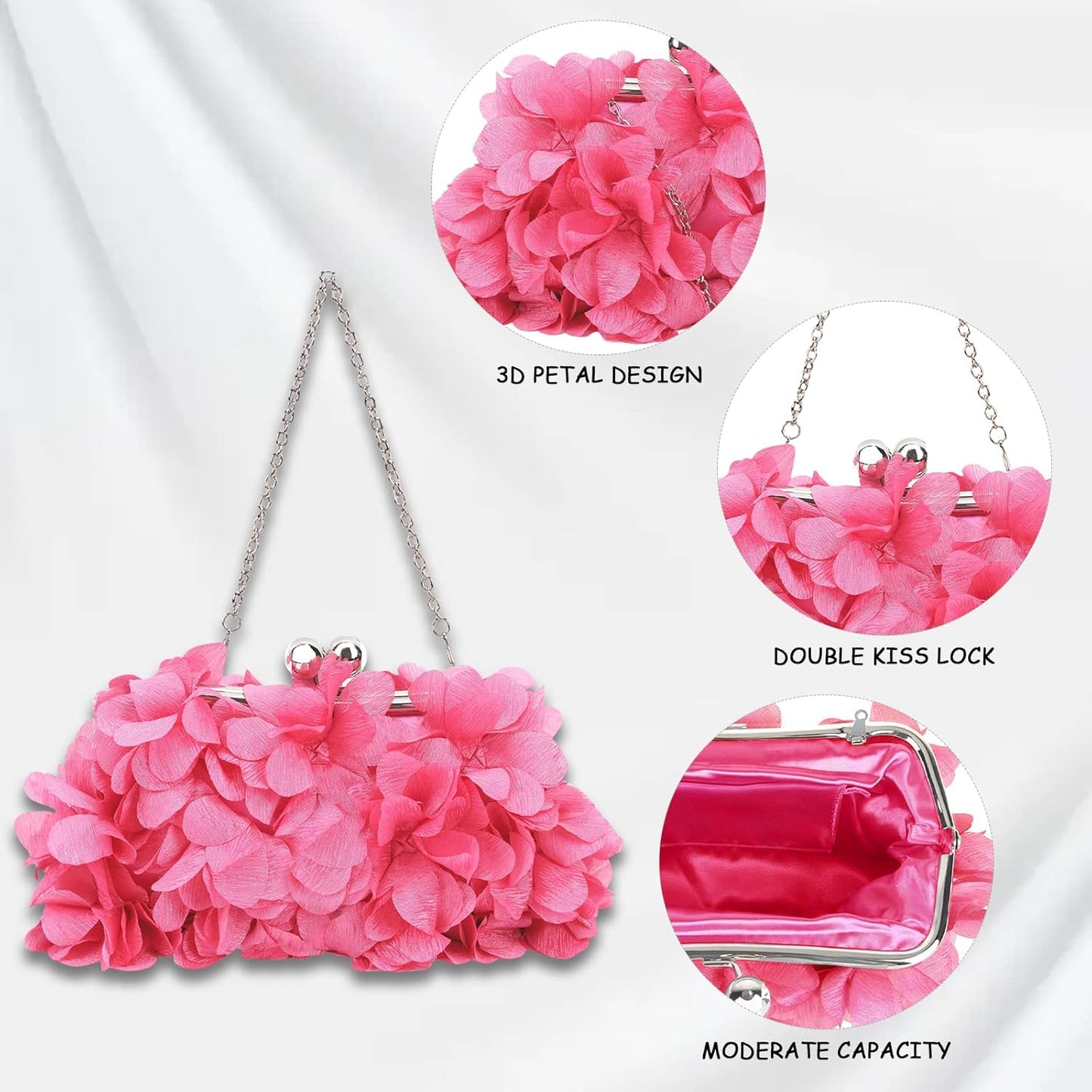 JAMBHALA Clutch Evening Handbags Floral Appliques Small Clutch Purses for Women