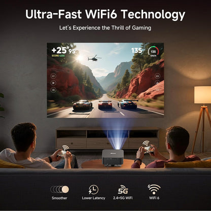 [Netflix Licensed /1200ANSI/Auto Focus Keystone] 4K Outdoor Projector with WiFi and Bluetooth, Smart Portable Proyector with Built in Apps Netflix/YouTube/PrimeVideo & Dolby, Home Theater with HDR10+