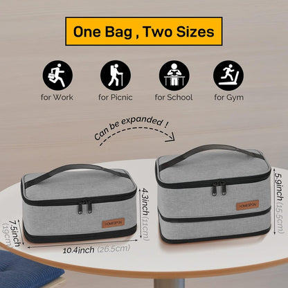 HOMESPON Expandable Lunch Bag for Men Women Insulated Lunch Box Holder with Handle for Picnics Work Travel (Blue)