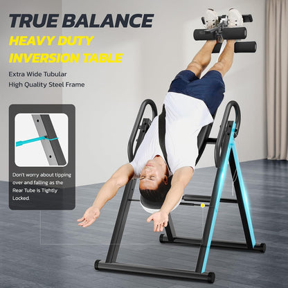Yoleo Gravity Heavy Duty Inversion Table with Headrest & Adjustable Protective Belt Back Stretcher Machine for Pain Relief Therapy