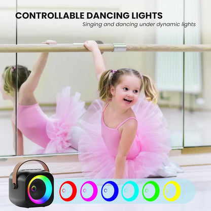 Karaoke Machine, Portable Bluetooth Karaoke Speaker with 2 Wireless Microphones and Party Lights for Kids and Adults, Birthday Gifts for Girls Boys Family Home Party (Beige2)