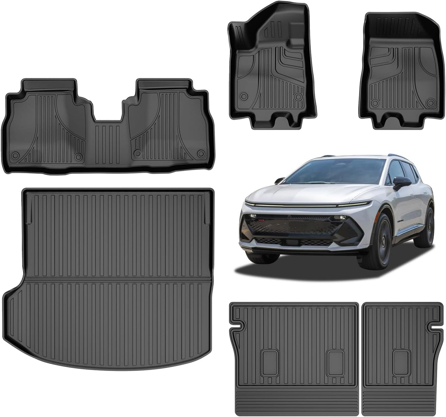 AOMSAZTO Floor Mats & Trunk Mat for 2024 2025 Chevy Equinox EV (Non Fuel),TPE All Weather Protection 2 Rows Car Floor Liners with Cargo Liner for Chevrolet Equinox EV (Non Fuel)
