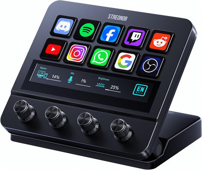 STREONOR S10 Pro Stream Controller,LCD Control Deck, Black - Mac 10-Key Programmable Macro Pad Deck with Touchscreen, 4 Rotary Knobs, for Streaming, Editing, Productivity, Win & Mac Only