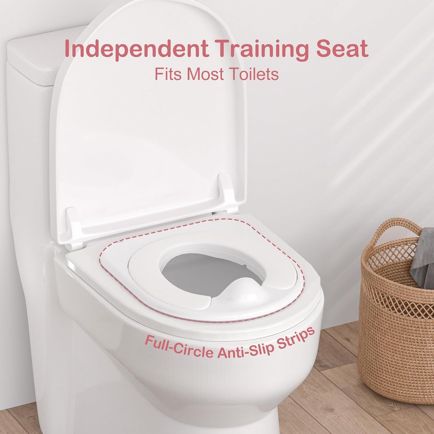 CheerTry Toddler Potty Training Toilet, Larger Potty Chair, Detachable Seat Suitable for Boys & Girls Ages 1-3, with Flushing Sound, Wipes Storage, Toilet Lid & Toilet Paper Holder - Pink