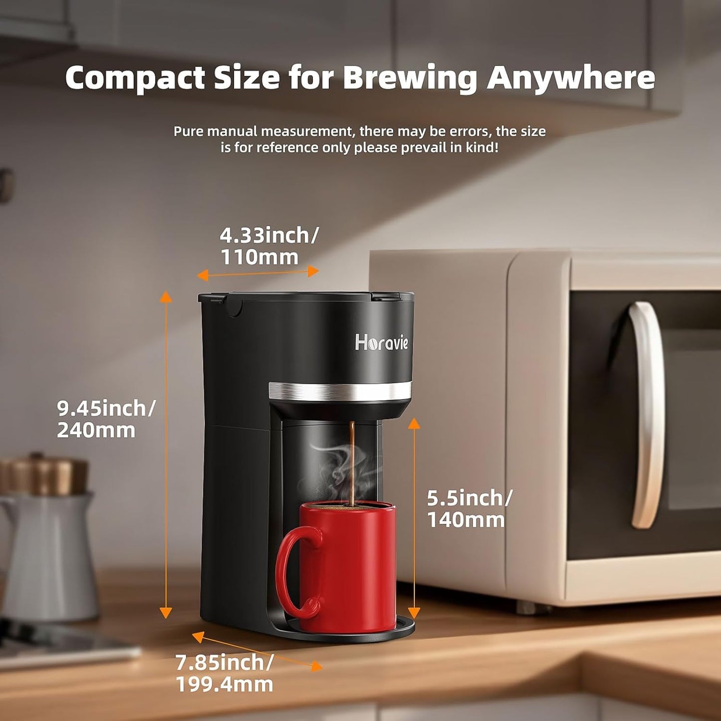 Single Serve Coffee Maker Machine for K-Cup and Ground Coffee, 6 to 12 oz. Brew Sizes, Fast Brew Single Cup Coffee Machine with Descaling Reminder and Water Window, Perfect for Small Spaces, Black
