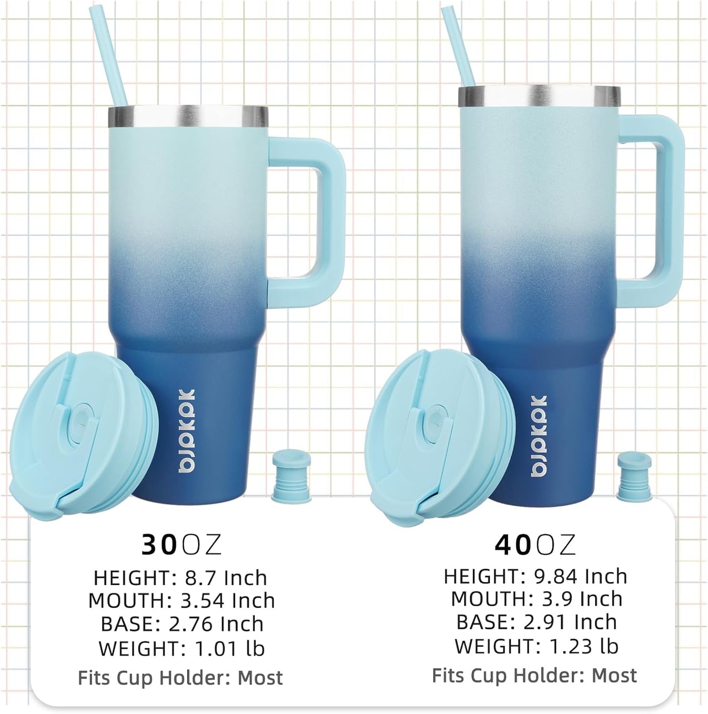BJPKPK Tumbler with Handle and Straw 30oz Insulated Tumbler Cups with Lid Stainless Steel Travel Coffee Mug,Indigo Black