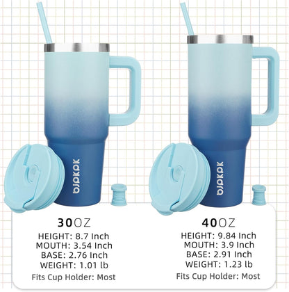 BJPKPK Tumbler with Handle and Straw 30oz Insulated Tumbler Cups with Lid Stainless Steel Travel Coffee Mug,Indigo Black