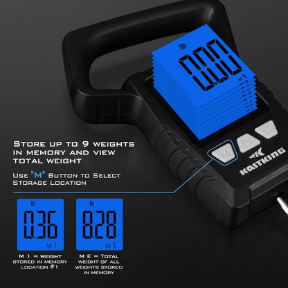 KastKing Fish Scale, WideView Floating Waterproof Digital Scale with No-Puncture Lip Gripper, 2.5” Large LCD Display, 110lb Capacity, Stores up to 9 Weights, Black