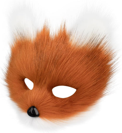 hbbhml Animal Fox Wolf Mask Halloween Party Cosplay Costumes Props Plush Cat Half Face Masks Christmas Masquerade