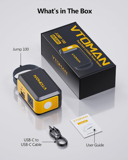 VTOMAN Jump100 89.6Wh LiFePO4 Portable Power Station 100W AC PD65W Type-C