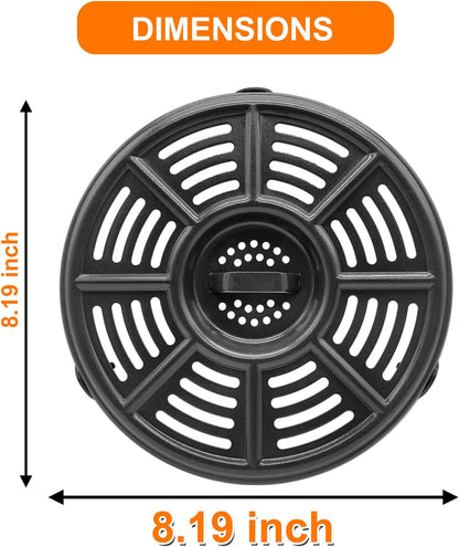 Air fryer Replacement Tray for Ninja AF101 4 QT AF161 Max XL AF150 XL 5.5 Quart Air Fryer, 8.2'' Round Food Grade Air Fryer Grill Pan Grill Plate Crisper Plate Accessories Parts Rack,Dishwasher Safe