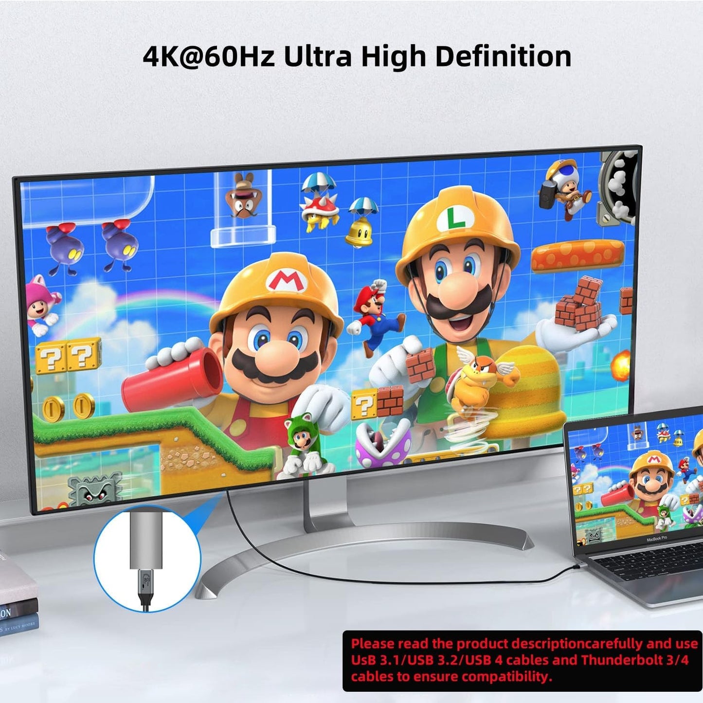 USB C Female to HDMI Male Adapter, 4K@60Hz Uni-Directional USB Type C Source to HDMI 2.0 Display Converter Thunderbolt 3/4 to HDMI for MacBok Pro/Air, Galaxy,Surface,i-Phone 16 15 Series - 1 Pack