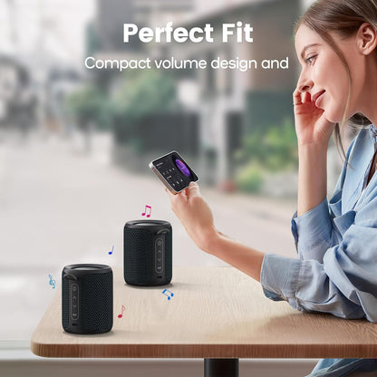 Deeyaple Portable Bluetooth Speaker, IP67 Waterproof Mini Bluetooth Speaker Wireless V5.3 with Stereo Sound,All Day,TWS Pairing,LED Light,Gift for him/her (Black)