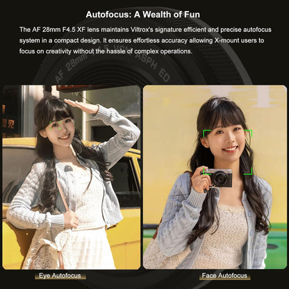 VILTROX 28mm F4.5 XF Pancake APS-C for Fuji XF, Auto Focus Wide Angle Prime Lens for Fujifilm Fuji X-Mount X-Pro2 X-Pro3 X-S10 X-T20 X-T30 XT30II X-T200 X-H2 X-H2S X-T5 X-S20 X-T50 X-M5 X-E2S