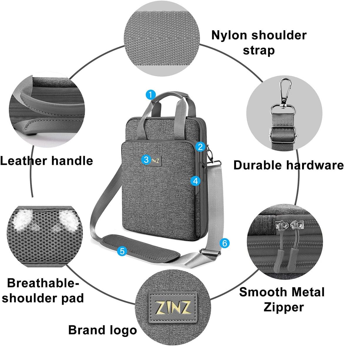 ZINZ Slim & Expandable Case 12.9 13 inch Travel Laptop Shoulder Bag for MacBook Air 13" M3/M2/M1, MacBook Pro 13" M2/M1, iPad Pro 12.9"/13"/11", iPad Air 13",L01G03 - PuriLite