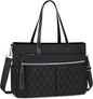 RAINSMORE Laptop Bag For Women 15.6 Inch Work Teacher Tote Bag Waterproof Nurse Bag Large Handbag Shoulder Travel Computer Messenger Bag Briefcase,Black - PuriLite