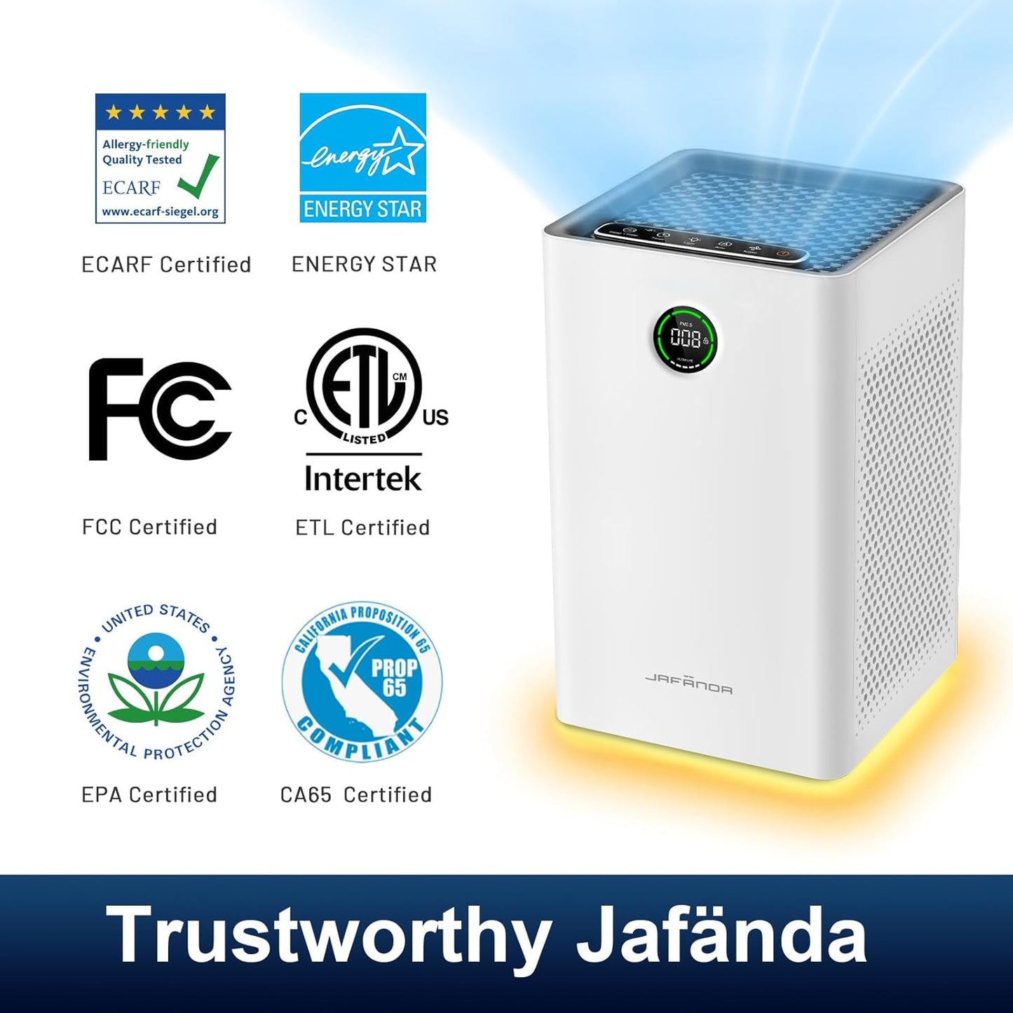 Jafända Air Purifiers for Home Large Room, 3-Stage Filtration System, Jafanda Filter Replacement, True HEPA 300g Activated Carbon, Made for JF260 Air Purifiers Replace Filter - PuriLite