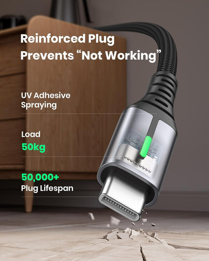 USB C Cable, INIU 3.1A Type C Cable Fast Charging (6.6ft), Zinc Alloy Braided Data USB-C Cable, USB A to USB C Charger Cable for iPhone 16 15 14 Pro Max iPad Samsung S22 S21 Huawei Xiaomi OnePlus