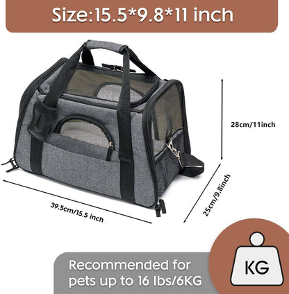 Maycoly Pet Carrier Bag Portable Foldable Cat Carrier Bag Top Opening,Backpack Soft-Sided Handbag with Breathable Mesh,Shoulder Strap for Travel Outdoor Dogs Puppy Kitten(Grey)