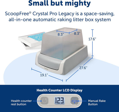 PetSafe ScoopFree Crystal Pro Self-Cleaning Cat Litter Box - Front-Entry - Hands-Free Cleanup with Disposable Crystal Tray - Less Tracking, Better Odor Control - Health Counter Helps Monitor Your Cat