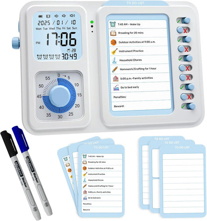 Visual Timer for Kids with Planning Board, 3-in-1 Visual Schedule for Kids with Autism & ADHD, Chore Chart for Home, School, Classroom, Desk