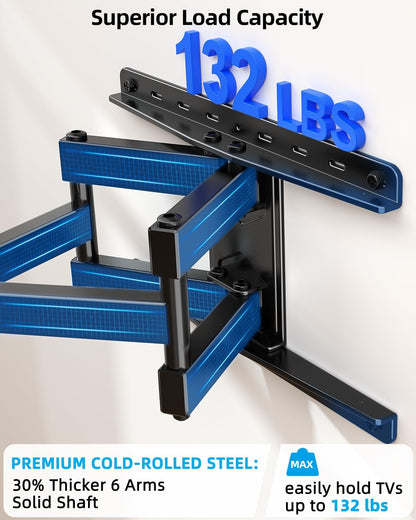 HOME VISION Full Motion TV Wall Mount for Most 26-70 Inch TVs Up to 132 LBS, Max VESA 400x400mm, Wall Mount TV Bracket with Swivel Extension Articulating Tilting Level, TV Mount Fit 12" 16" Wood Studs