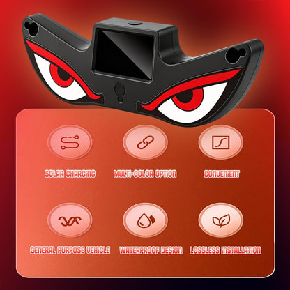 Solar Demon Eye LED Car Wireless Window Light, Eye Light for Windshield Suction Cup Dynamic Windshield Ambient Lamp Solar and USB Powered Lights for SUV, Truck,Van,RV(Red/WhiteEye/Nighttime use)