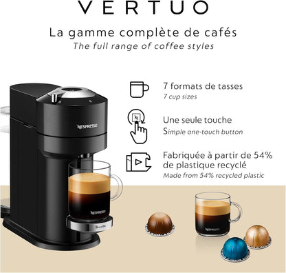 Nespresso Vertuo Next Coffee and Espresso Machine by Breville with Aeroccino Milk Frother - Light Grey