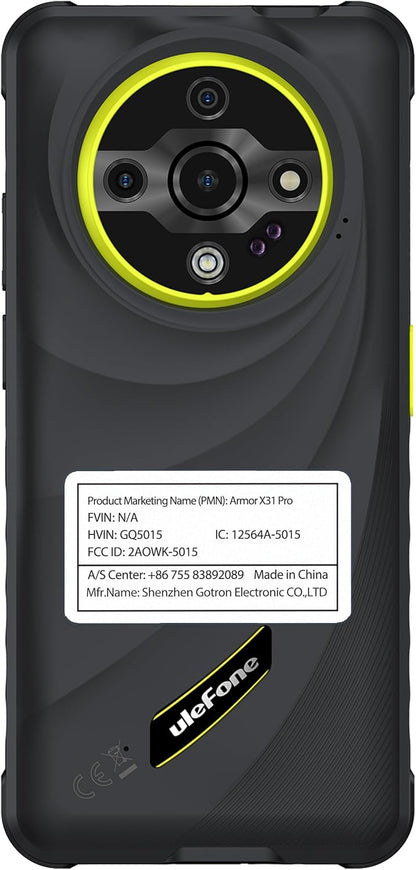 5G Rugged Phone, Ulefone Armor X31 Pro Unlocked Smartphone, MTK Dimensity 6300 5G, 16GB+256GB, Android 14, 6.56” 120Hz, 64MP Main Cam., 25MP Night Vision Cam., 6050mAh, Google Lens, NFC - Black